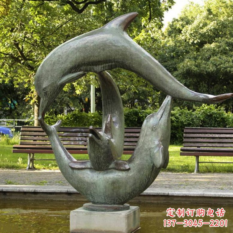 公园海豚水景景观铜雕喷泉 公园海豚水景景观铜雕喷泉