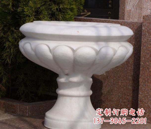 公园汉白玉花盆石雕