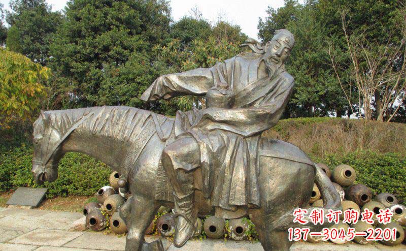 公园喝醉酒的骑马人物景观铜雕