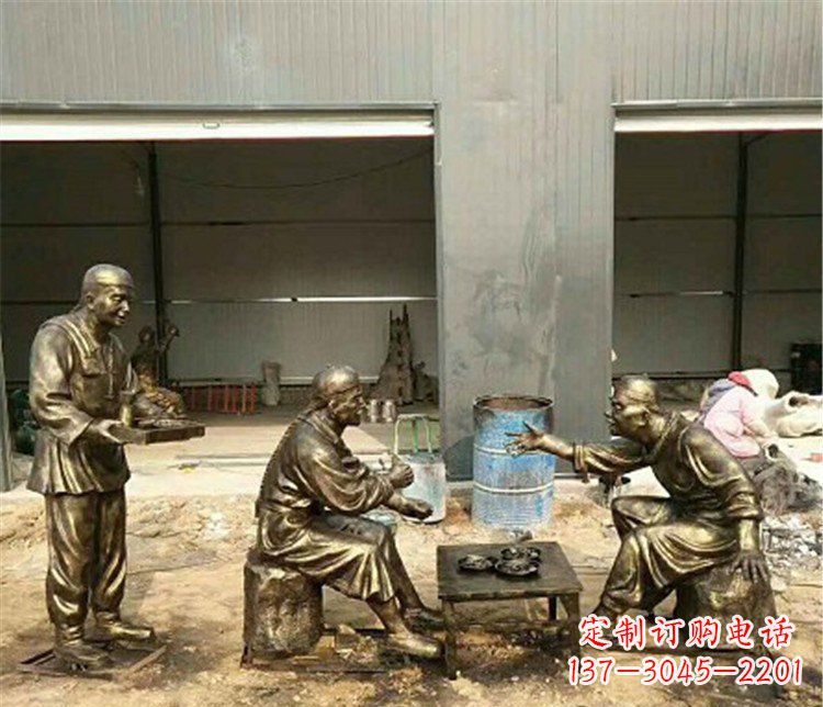 公园喝酒聊天的人物铜雕