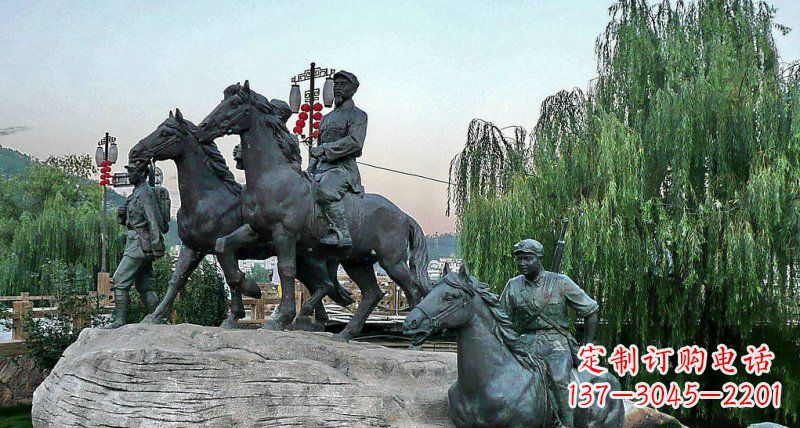 公园红军骑马景观铜雕 公园红军骑马景观铜雕
