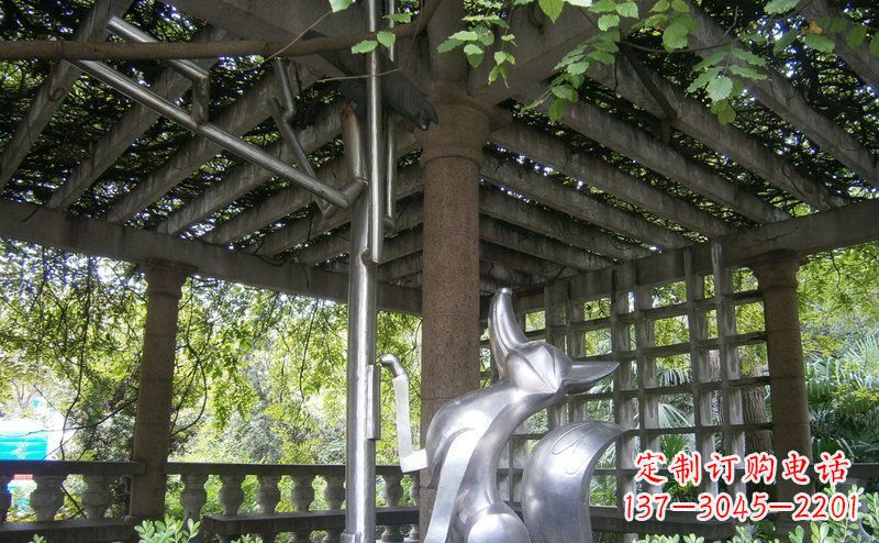 公园狐狸与乌鸦小品动物铜雕