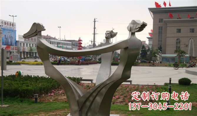 公园景观不锈钢抽象人物雕塑