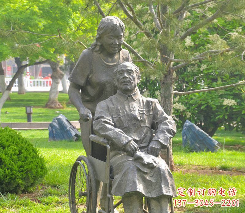 公园景观残疾志愿者玻璃钢仿铜人物雕塑