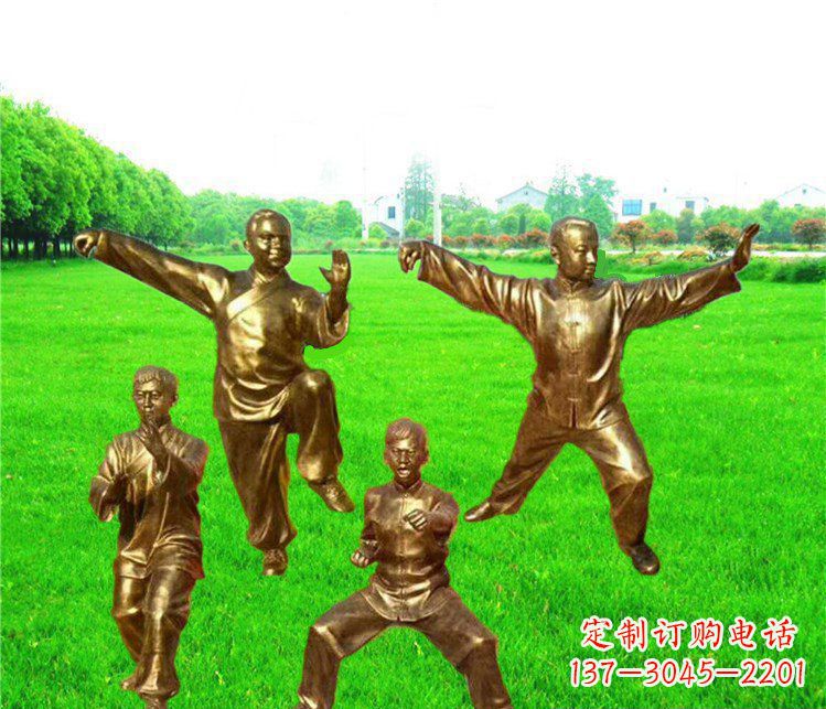 公园景观打太极人物玻璃钢仿铜雕塑