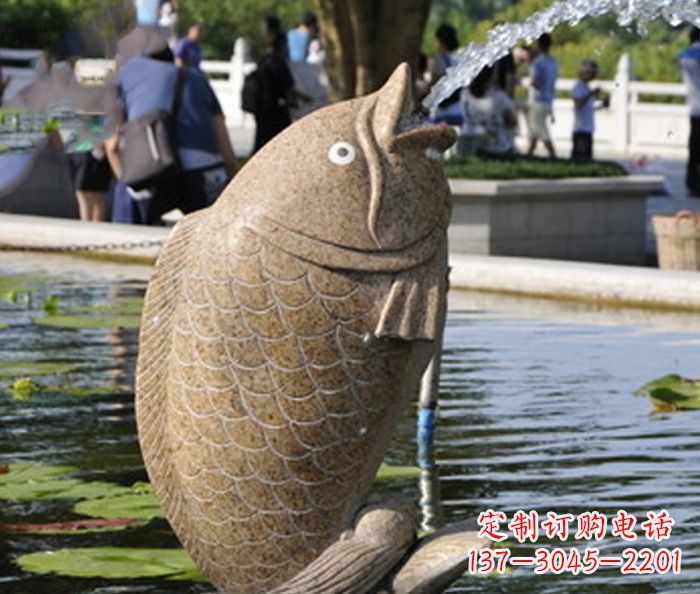 公园景观大理石鲤鱼喷泉石雕