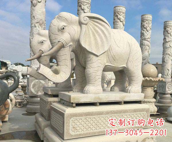 公园景观大理石招财大象石雕 (2)