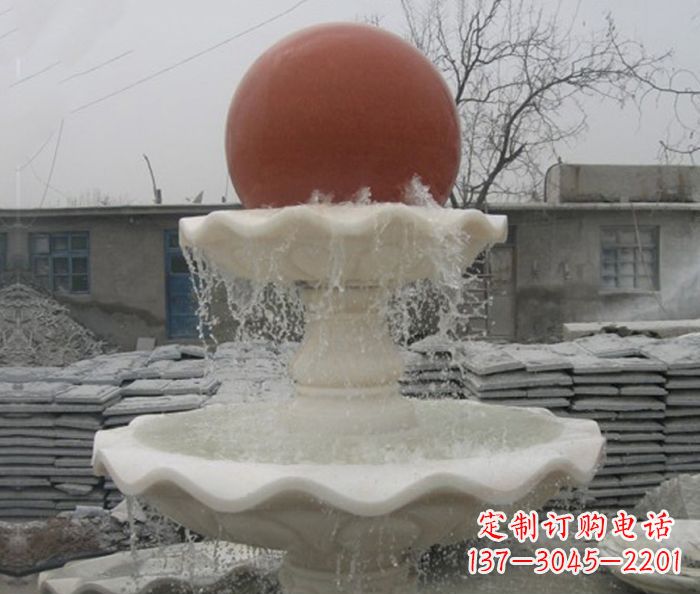 公园景观汉白玉风水球喷泉石雕