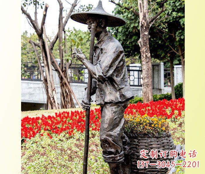 公园景观农夫人物玻璃钢仿铜雕塑