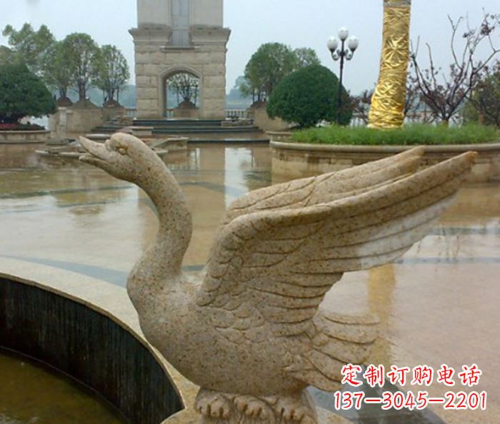 公园景观砂岩天鹅喷泉石雕