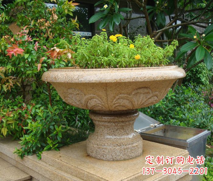 公园景观砂岩花盆石雕 (3)