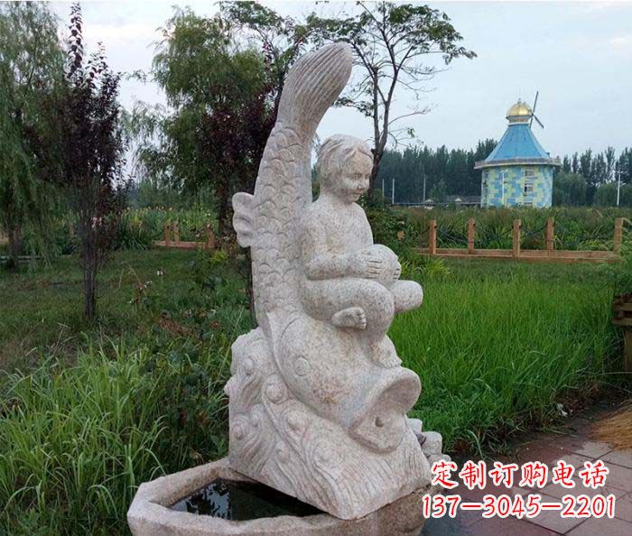 公园景观石雕鱼喷泉 (2)
