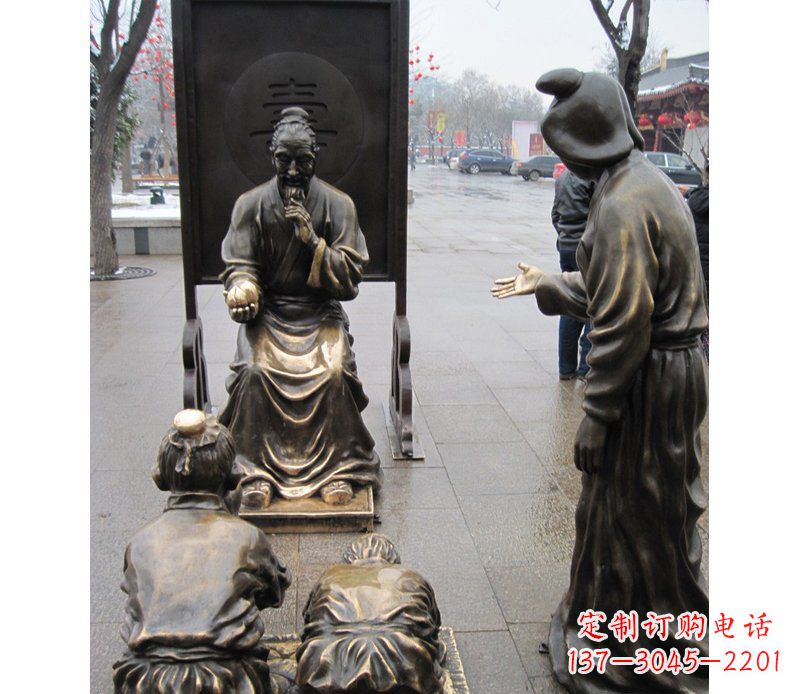 公园景观祝寿人物玻璃钢仿铜摆件