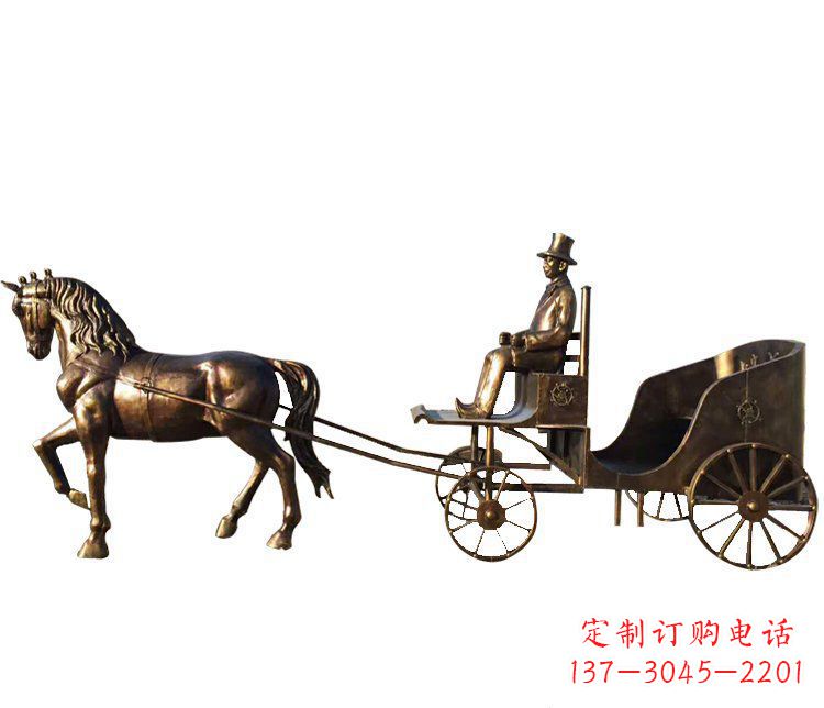 马车玻璃钢仿铜雕塑 马车玻璃钢仿铜雕塑