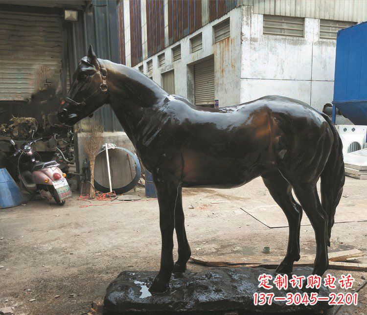公园骏马动物玻璃钢仿铜摆件