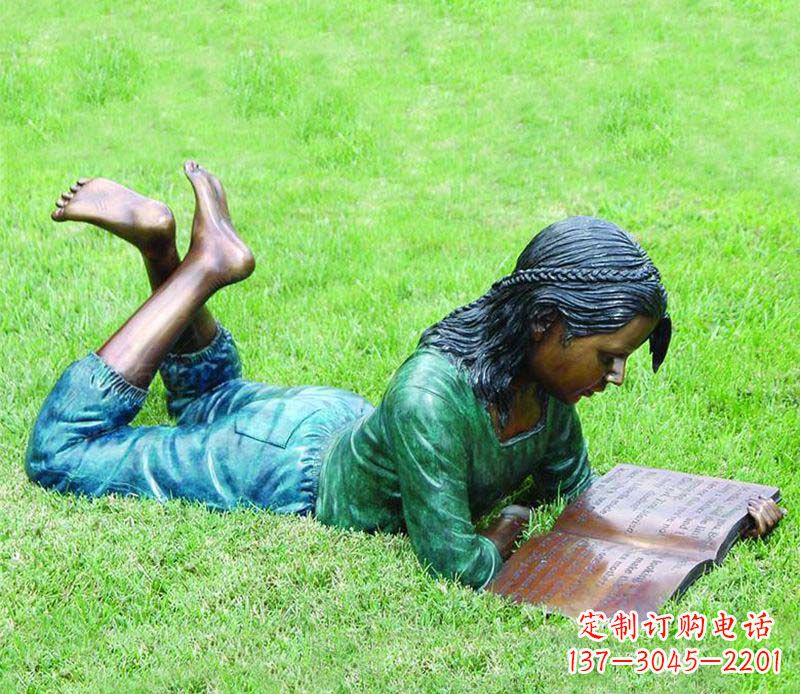 公园看书人物铜雕 公园看书人物铜雕