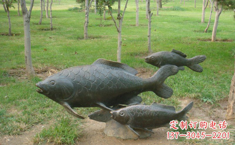 公园鲤鱼动物铜雕 (2)