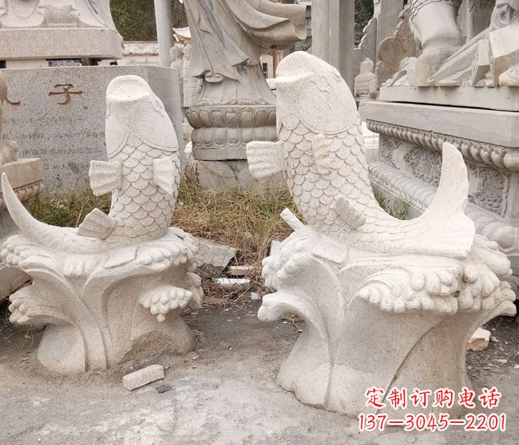 公园鲤鱼喷泉景观石雕