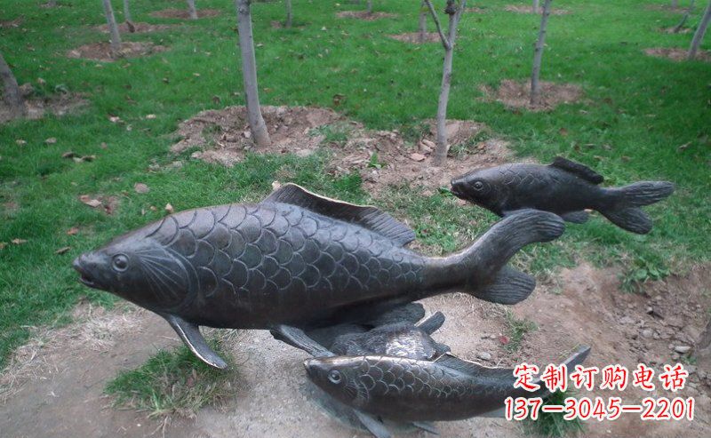 公园鲤鱼动物铜雕