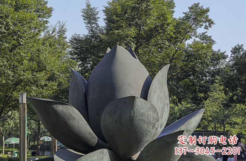 公园莲花景观铜雕