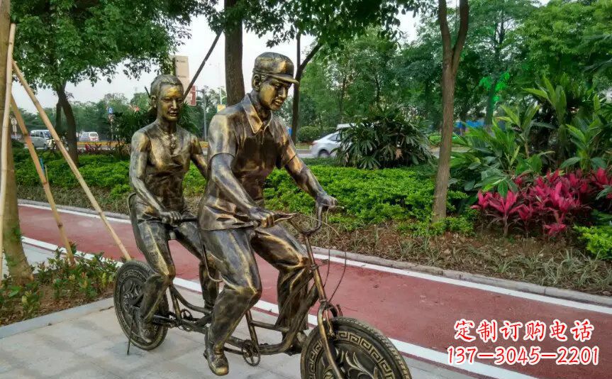 公园/自行车/铜雕-公园两人骑自行车铜雕 公园/自行车/铜雕-公园两人骑自行车铜雕