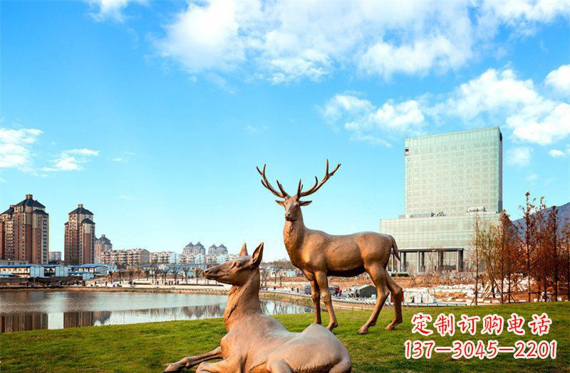 公园羚羊动物铜雕 (2)