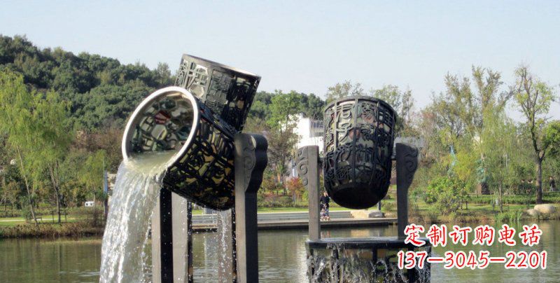 公园流水水桶景观铜雕