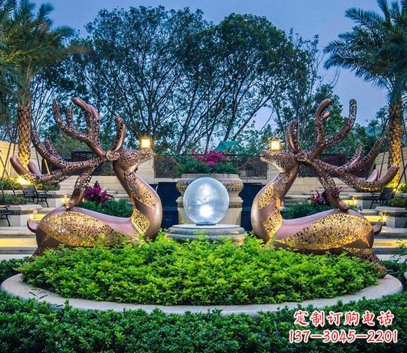 梅花鹿不锈钢雕塑 梅花鹿不锈钢雕塑
