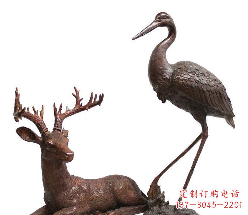 公园鹿仙鹤动物铜雕