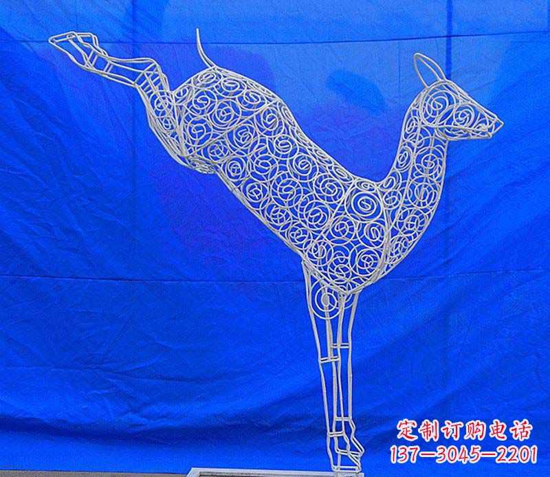 公园梅花鹿镂空不-锈-钢-雕-塑-