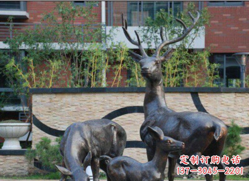 公园梅花鹿动物铜雕