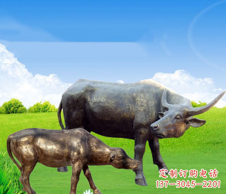 传统文化风格母子黄牛铜雕塑 传统文化风格母子黄牛铜雕塑