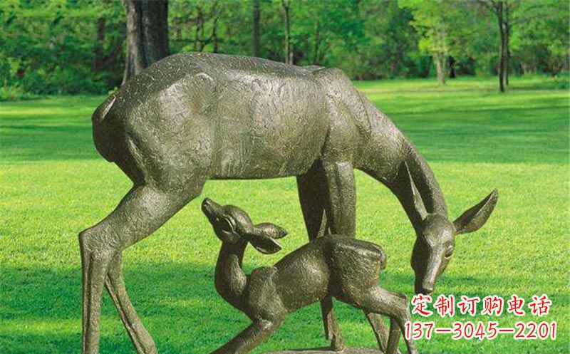 公园母子鹿铜雕