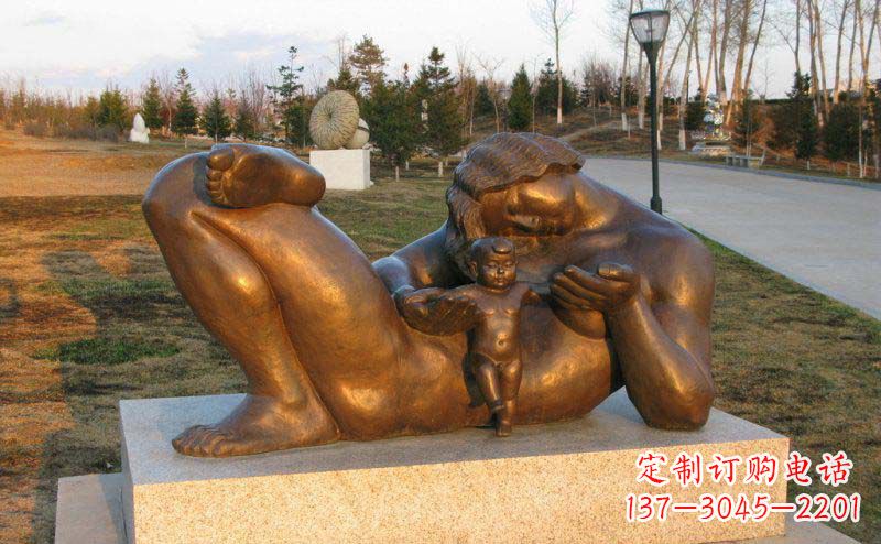 公园母子人物铜雕