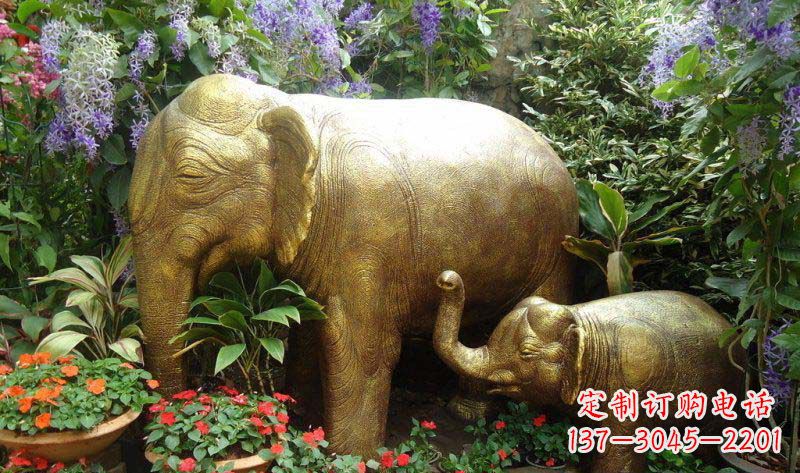 公园母子象动物铜雕 (2)