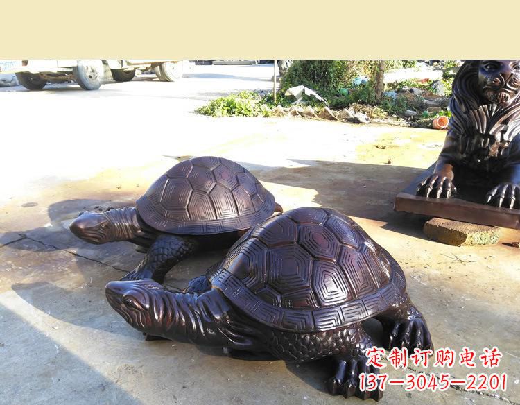 公园母子乌龟铜雕