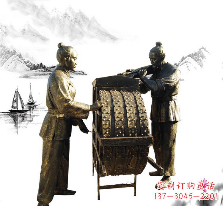 公园农耕人物铜雕