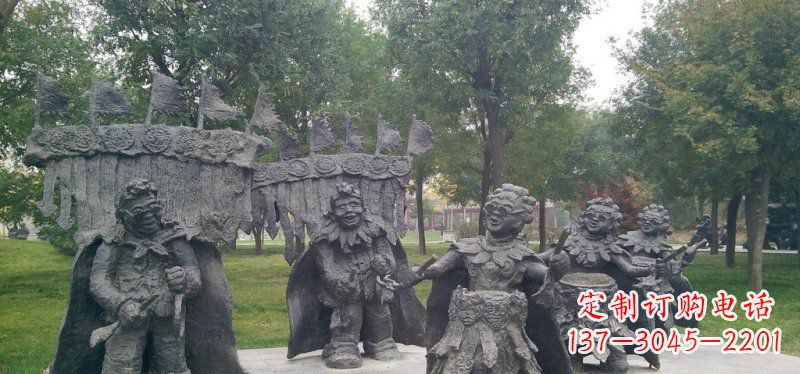 公园扭秧歌的老人小品铜雕
