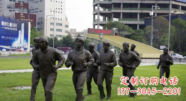 公园跑步的人物铜雕