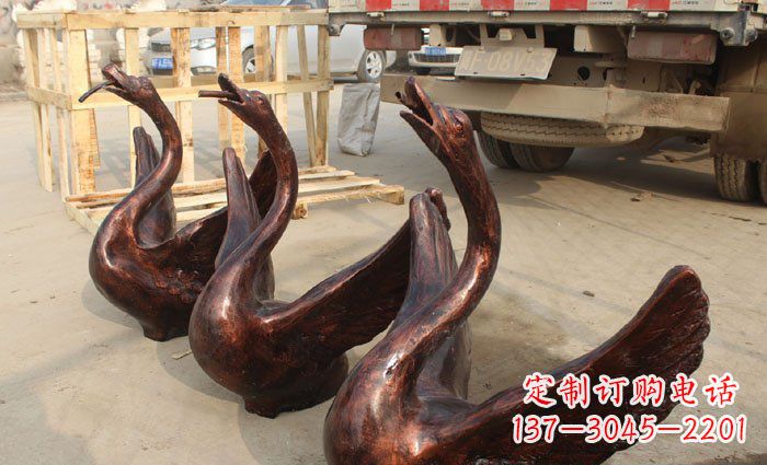 公园喷水天鹅动物铜雕