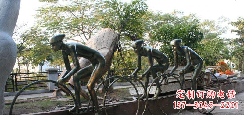 精致铜雕自行车景观雕塑 精致铜雕自行车景观雕塑