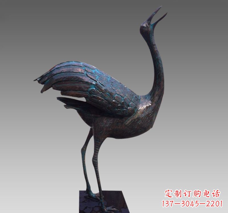 公园青铜仙鹤雕塑