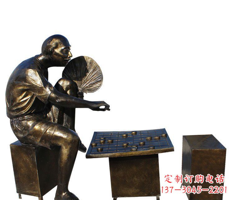 公园人物下棋的老汉铜雕