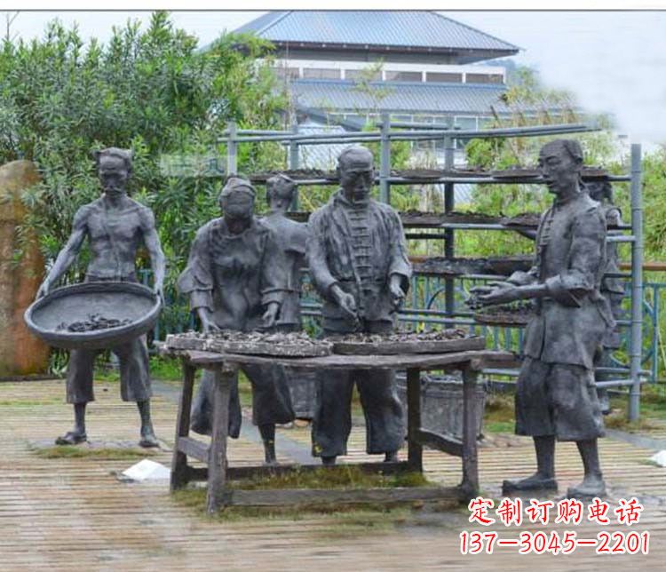 公园晒茶的人物铜雕