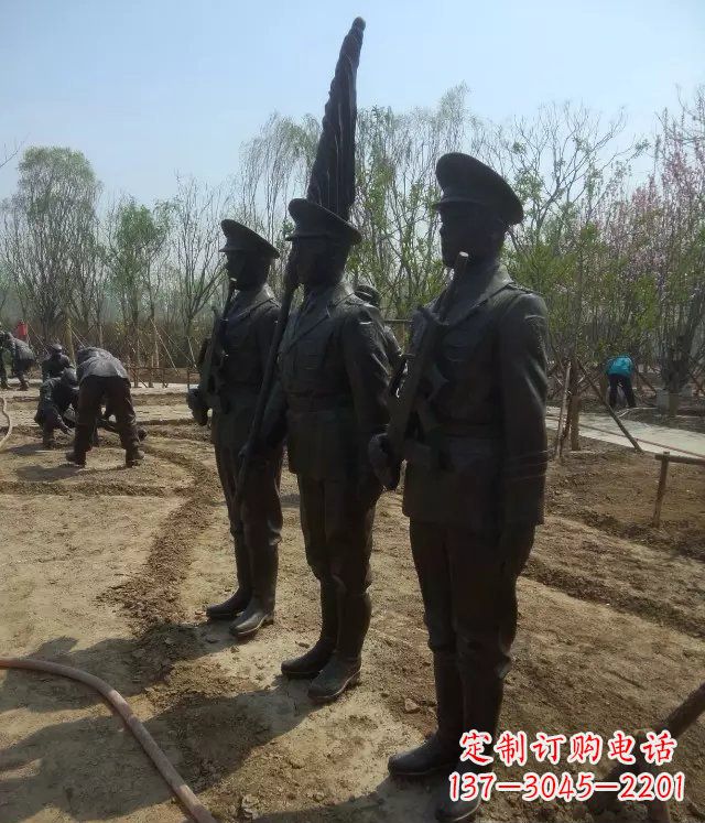 公园升旗仪仗队人物铜雕