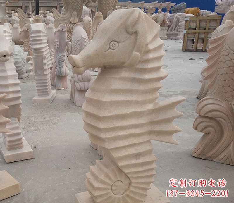 公园石雕喷水海马