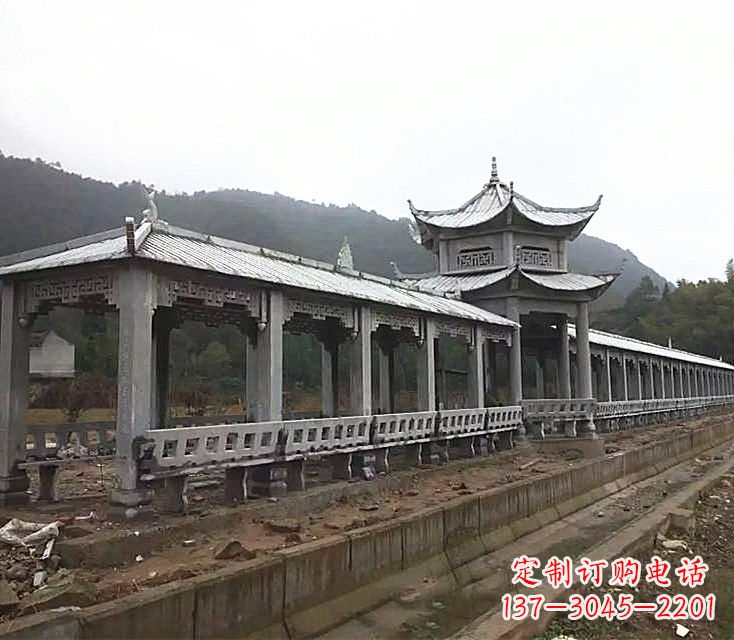 公园石雕亭子长廊