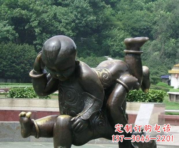 公园四喜娃娃铜雕