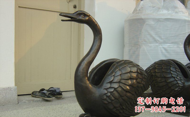 公园天鹅动物铜雕 (3)