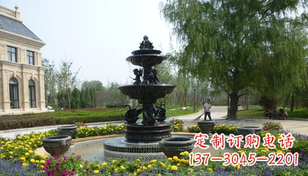 公园天鹅喷泉铜雕